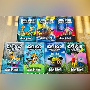 Dog man and Cat Kid books lot of 7